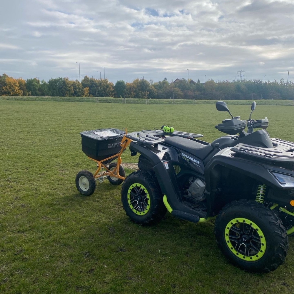 Brewood Cricket Club outfield maintained by Landywood with quad topdresser